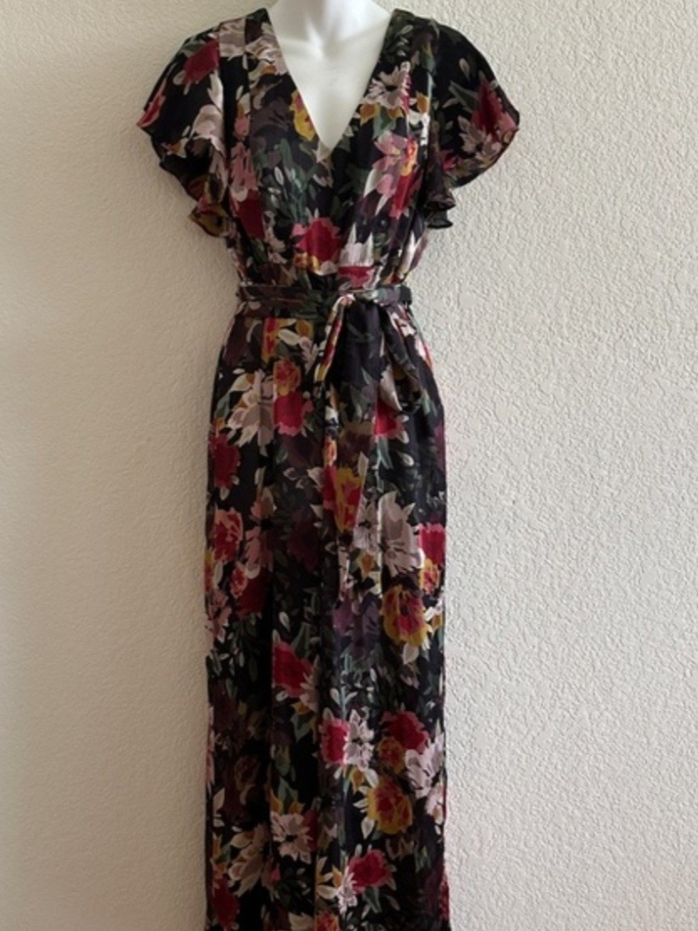 Zara Black Floral Wide Leg Jumpsuit - Picture 4 of 5